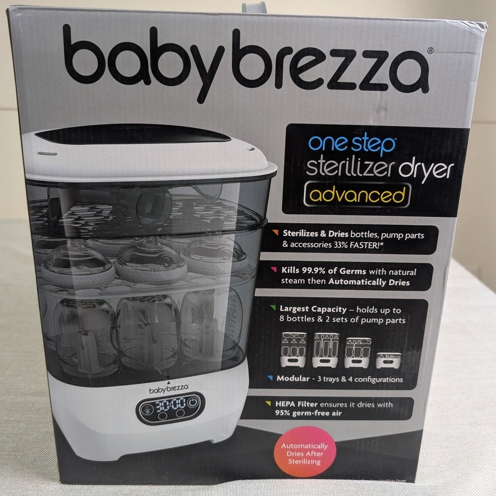NEW Baby Brezza One Step Sterilizer Dryer Advanced Baby White New HEPA 4-in-1